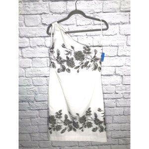 Doncaster White One-Shoulder Floral Appliqué Dress